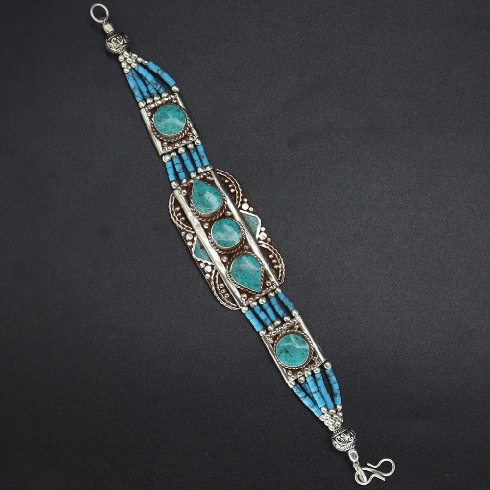 Tibetan silver gemstone ethnic bracelets - Picture 15 of 16